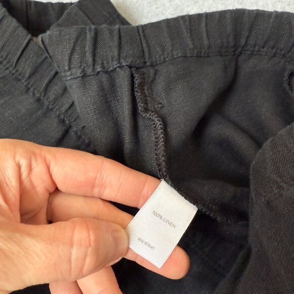 J. Jill Womens Black Linen Pants Pull On Elastic Waist Capri Size Small Petite - Picture 3 of 12